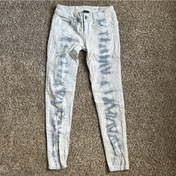 🦋 American Eagle Outfitters Acid Wash Low Rise Skinny Jeans Stretch Casual 0 - Picture 1 of 7